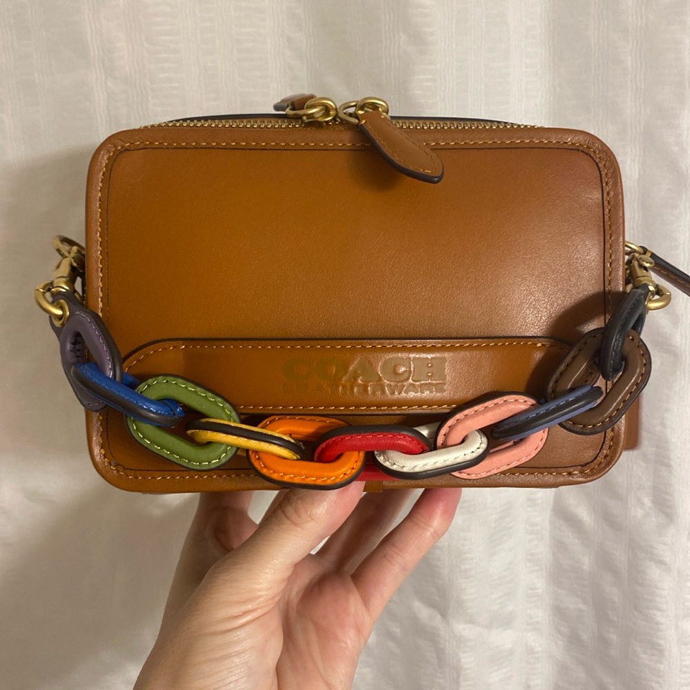 Coach leather wrapped chain